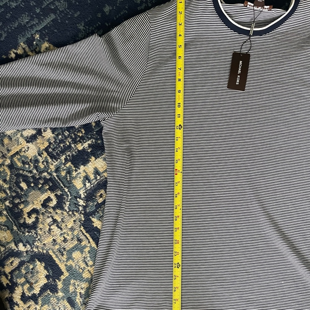 Michael Kors Midnight Blue and White Striped Long Sleeve  Resort 24 Made in Peru - Picture 3 of 5